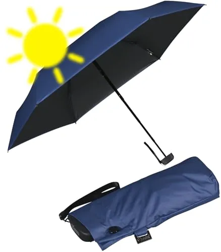 iX-brella Super Mini Sonnen-Regenschirm - UV- und Hitzeschutz in Blau - Kompakter Sonnen-Regenschirm mit 99,95% UV-Schutz, ideal für leichten Regen. Leicht und handlich, perfekt für unterwegs. Mit modernem Design und stabilem Gestell für optimalen Komfort.