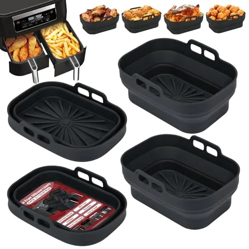 Alyvisun 4 Stück Airfryer Silikonform für Dual-Zone Heißluftfritteuse 7,6L–9,5L