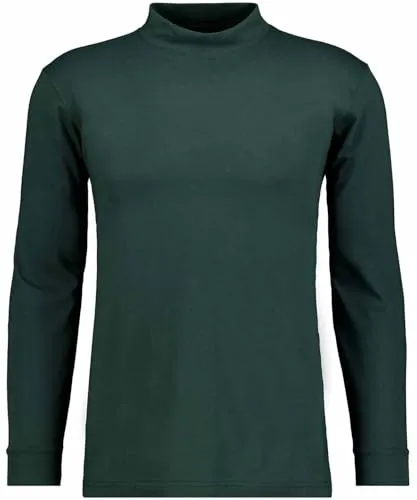 RAGMAN Herren Stehkragenshirt Langarm Dunkelgrün-386, XL - T-Shirts für Herren, hochwertiges Stehkragenshirt aus Fair Trade Peru, bequem mit Bündchen und geradem Schnitt für optimalen Tragekomfort.