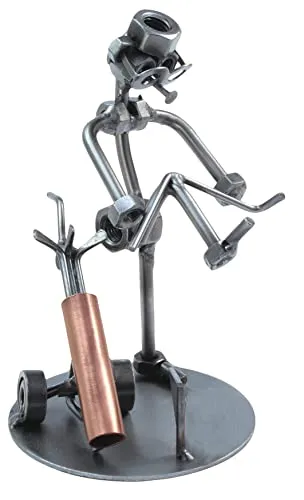 STEEMO Schraubenmännchen Golfspieler Golfer Geschenk Metall-Deko 13x13x17 cm