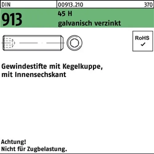 200er PACK(Stk)  000913121000100012 Gewindestift DIN 913 Kegelkuppe/Innen-6-kant
