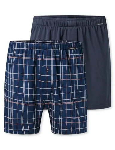 Schiesser Herren 2 Pack Baumwolle Jersey Boxershorts - Herren-Boxershorts im Multipack, aus weichem Single-Jersey mit elastischem Mehrnadelbund für perfekten Tragekomfort.