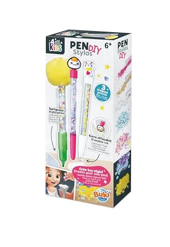 Buki FK008 - DIY-Stift – Kawaii | Personalisierbarer Bleistift für Kinder | Kreatives Geschenk ab 6 Jahren, Gelb