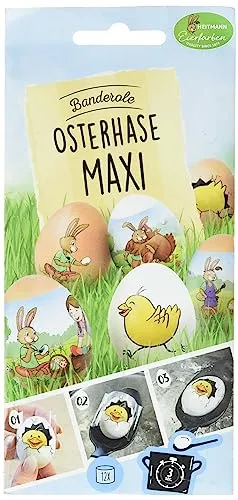 Heitmann Eierfarben - Banderole Osterhase Maxi - 12 Sleeves in 4 Motiven 1018956 Bunt 17 x 8 x 1 cm