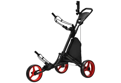 COSTWAY 3-Rad Golftrolley – Klappbarer Golfwagen mit verstellbarem Griff