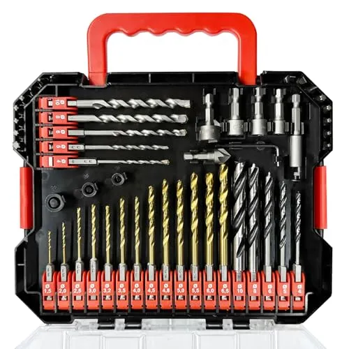 Greywolf Bohrer-Set, 49-teilig, 1/4-Zoll-Sechskantschaft, Schlagschrauber-Bit und Schraubendreher-Bit-Set für elektrische Bohrmaschinen, Bohrer- und Schraubendreher-Bit-Kombi-Set mit Bohrerbox