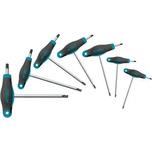 Hazet Torx-Winkelschlüssel 829KKT/7, T-Griff, 7-teilig - Schraubendreher-Set mit ergonomischem T-Griff und Kugelkopf für einfaches Arbeiten in engen Bereichen. Aus robustem Chrom-Vanadium-Stahl, ideal für professionelle Anwendungen.