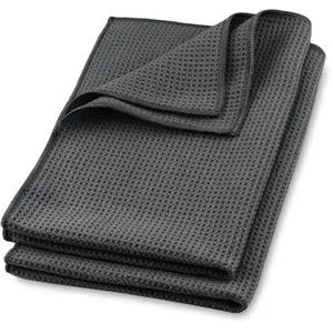 ELEXACLEAN Allzwecktuch Trockentuch Waffeltuch, 40 x 60 cm, aus Mikrofaser, schwarz, waschbar, 2 Stück
