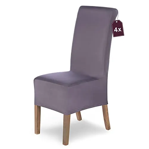 Scheffler Home Stuhlhussen Lena Nordic Grey 4er Set – Elastische & langlebige Stuhlbezüge für Schwingstühle & Esszimmerstühle – Waschbar & robust – Öko-Tex Zertifiziert