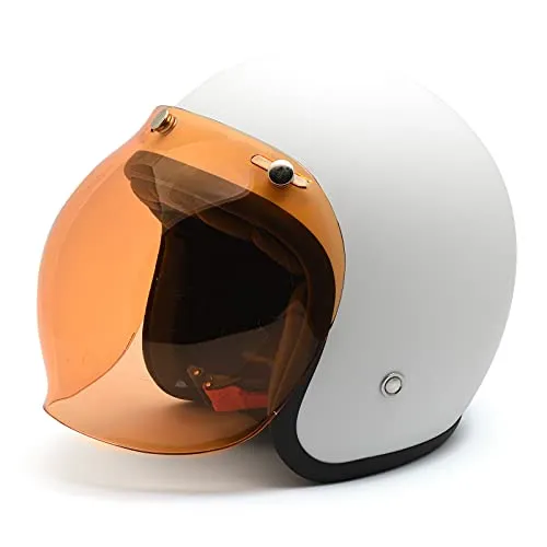 Bubble-Visier orange mit verstellbaren Druckknöpfen für Jet- und Integralhelme