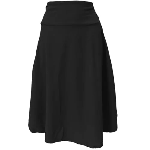 GURU SHOP Tellerrock - Luftiger Baumwollrock für Damen in Schwarz, Size:S/M - Damen Röcke: Leichter, bequemer Tellerrock aus vorgewaschener Baumwolle, ideal für heiße Tage und kombinierbar mit Strumpfhose und Stiefeln. Elastischer Rücken für perfekten Sitz.