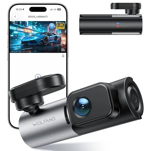 WOLFANG 2.5K Dashcam mit WLAN, 1440P Mini Dashcam mit Super Nachtsicht | Loop-Aufnahme, G-Sensor, 170 Weitwinkel, 24H Parkschutz, APP-Steuerung
