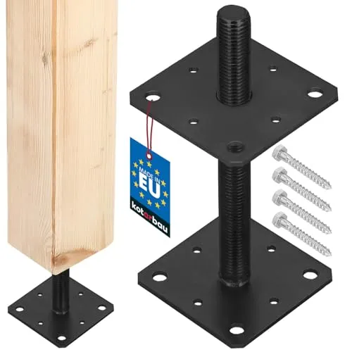 KOTARBAU® Pfostenträger aus pulverbeschichtetem Stahl 110x110x250 mm Anthrazit Pfostenträger Einschlaghülse höhenverstellbar Zaunpfosten Aufschraubhülse Bodenhülse Balkenschuh Bodenanker Balkenschuhe