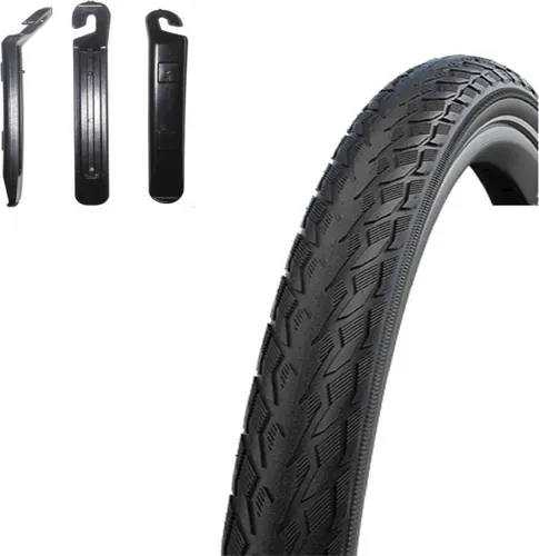 Schwalbe Delta Cruiser Plus PunctureGuard E-25 Fahrradreifen mit Reflex Schwarz 40-622 ( 28 x 1.50 ) inkl. Reifenheber 1 x