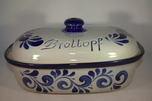 Brottopf 30 cm grau-blau Oval – Steinzeug Westerwald