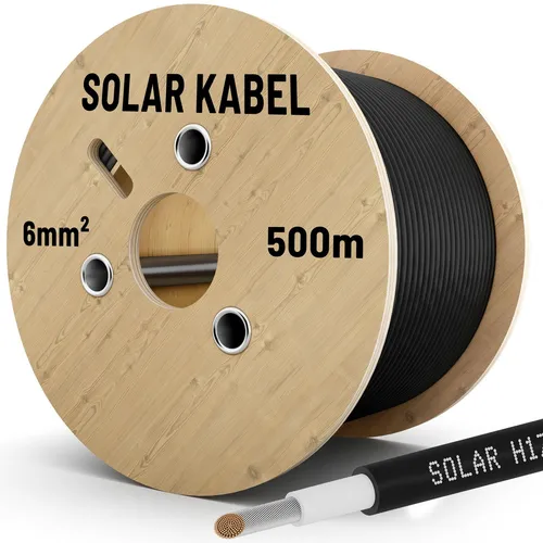 hb-digital Solarkabel 6 mm² - 500m PV Kabel für Solar-Anlagen - Hochwertiges 6 mm² Solarkabel in schwarz, ideal für Solar-Anlagen. Robuste XLPE-Isolierung sorgt für hohe Temperaturbeständigkeit und Langlebigkeit.