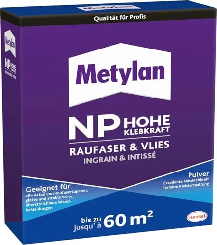 Metylan NP Raufaser & Vlies Kleister 1 Kg - Hochwertiger Kleister für Raufasertapeten und Vlies. Garantiert hohe Klebkraft und sichere Verklebung auch auf schwierigen Untergründen. Ideal für professionelle Tapezierarbeiten.
