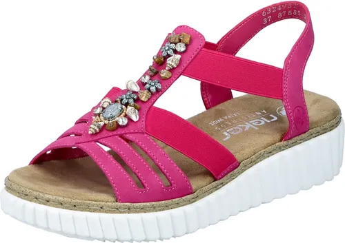 Rieker Komfort Sandalen Damen 31373735373631 Pink 38 EU - Wanderschuhe: Bequeme Rieker Sandalen in Pink mit Antistress-Ausstattung und elastischen Gummizügen für optimalen Tragekomfort und einen schnellen Ein- und Ausstieg.