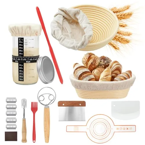 LZRBUBO Sauerteig Starter Set mit Gärkörbchen