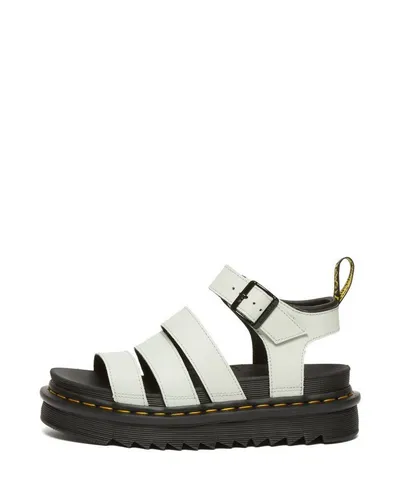 Dr. Martens Blaire Smoked Mint Sandalen - Weiß - 38 - Klassische Dr. Martens Sandalen mit offener Zehenpartie und modernem Plateau (ca. 4 cm) für hohen Tragekomfort. Aus feinem Leder, mit strapazierfähiger Gummisohle für sicheren Halt.