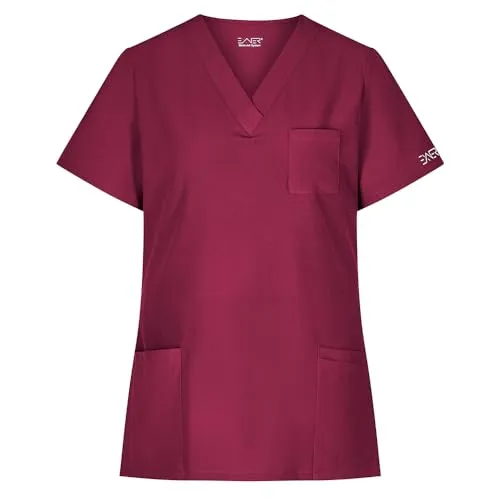 EXNER Schlupf-Kasack für Damen, Bordeaux, Größe S - Stylischer Regular Fit Schlupf-Kasack aus atmungsaktivem Material mit seitlichen Schlitzen und praktischen Taschen. Ideal für Pflege, Kosmetik und mehr – bequem und langlebig.