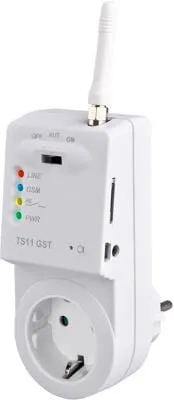 Elektrobock TS11 GST Schaltsteckdose, Weiß - Steckdose mit GSM-Funktion, ideal für die Fernsteuerung von Geräten und Heizungen, inklusive analogen Eingängen für Wärmefühler.
