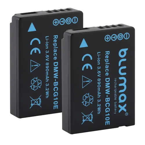 2x Blumax Akku für Panasonic DMW-BCG10E TZ7 TZ65 ZS10 ZS25 ZX1 ZX3 890 mAh