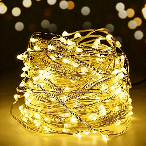 SALCAR 10m LED Lichterkette mit 100 warmweißen LEDs - Die flexible Lichterkette auf Kupferdraht mit 100 warmweißen LEDs sorgt für stimmungsvolle Beleuchtung. Ideal für Hochzeiten, Partys oder Dekorationen im Innen- und Außenbereich. USB-betrieben und sicher in der Anwendung.