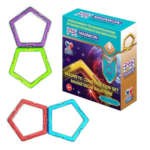 MAGNIKON Magnetische Bausteine Ersatzset | Magnetbausteine | Kinderspielzeug ab 3 Jahre | Geschenk Für Mädchen, Jungen | Montessori Spielzeug | (Fünfecke)