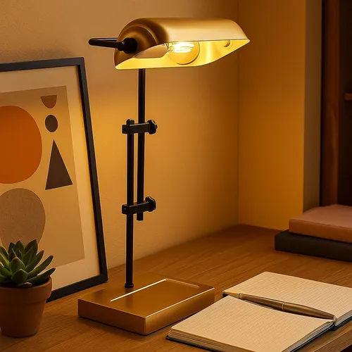 LED Tischleuchte in Gold und Schwarz – Elegante Leseleuchte für jeden Raum - Tischleuchten: Stilvolle Tischlampe aus Metall mit höhenverstellbarer Konstruktion und warmweißem LED-Leuchtmittel für angenehme Lichtverhältnisse.