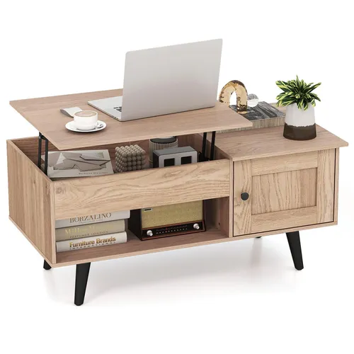 COSTWAY Couchtisch mit anhebbarer Platte, Stauraum und modernem Design