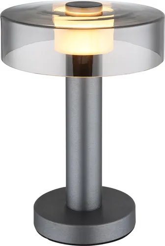 Elegante Tischleuchte GRANT, Aluminium grau matt, H 31cm - Tischleuchten mit modernem Design und warmweißem Licht. Ideal für gemütliche Atmosphäre im Schlafzimmer oder Büro. Mit praktischem Wippschalter am Kabel für einfaches Ein- und Ausschalten.