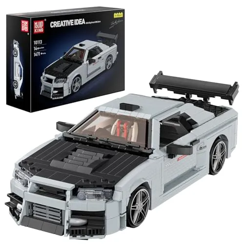 Mould King 10113 Technik Speed Champion Supersportwagen Klemmbausteine GTR Rennwagen Bausteine Auto Bauspielzeug Modellbausatz für Jungen und Erwachsene(1513 Teile)