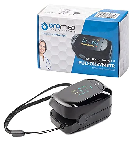 OROMED DBAJ O ZDROWIE Black Finger-Pulsoximeter mit TFT Anzeige und Trageband Kontrolle von Puls, Herzfrequenz und Sauerstoff-Gehalt Oximeter Schwarz