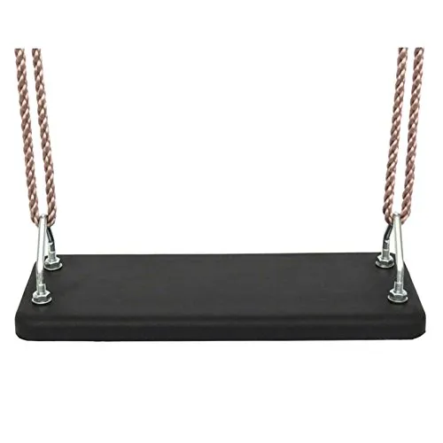 Gartenpirat Schaukelbrett schwarz aus Gummi mit Seil - Wetterfestes Schaukelbrett aus robustem Hartgummi mit abgerundeten Kanten, verstellbaren PP-Seilen für Höhen von 1,80 m bis 2,10 m – ideal für den Garten!