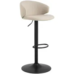Mid.you Barhocker - Schwarz & Beige, Rund, Metall & Textil - Stylischer Barhocker in Schwarz und Beige, aus FSC-zertifiziertem Metall und Textil, ideal für Esszimmer und Bars, mit einer Höhe von 107 cm für optimalen Sitzkomfort.