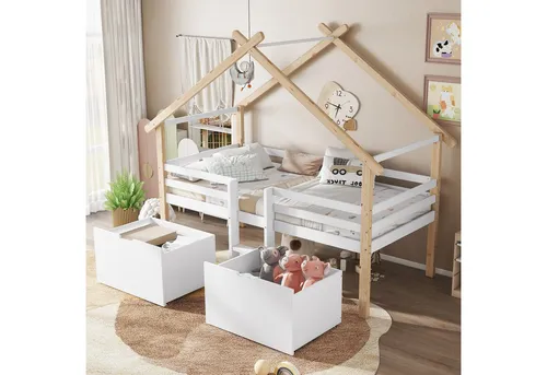 Okwish Hausbett in Weiß, 90x200 cm – Kreativer Schlafplatz für Kinder