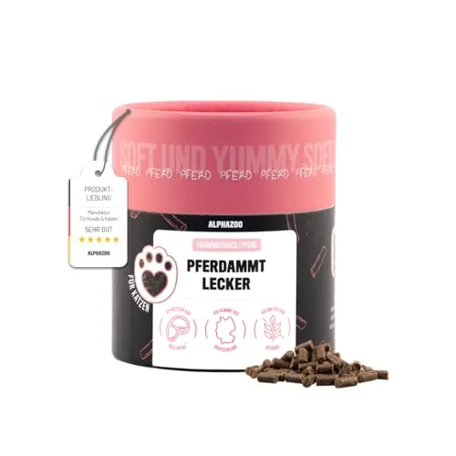 alphazoo Pferdammt Lecker 65g I Softe Leckerli Sticks Pferd für Katzen I Extra fleischig, Getreidefrei, Zuckerfrei I Natürliche Katzensnacks I Gesunde Katzenleckerlies zur Belohnung I Saftiger Snack