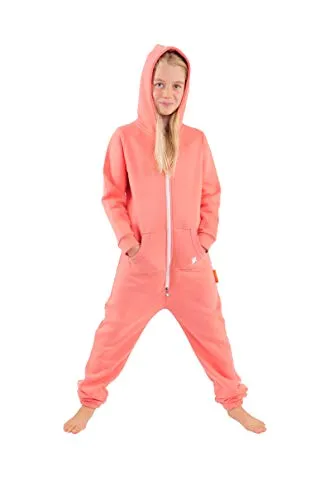 opoppy Kinder Jumpsuits Jungen Mädchen Overall Onsie Anzug mit Zwergen Kapuze (158-164, Rosa)