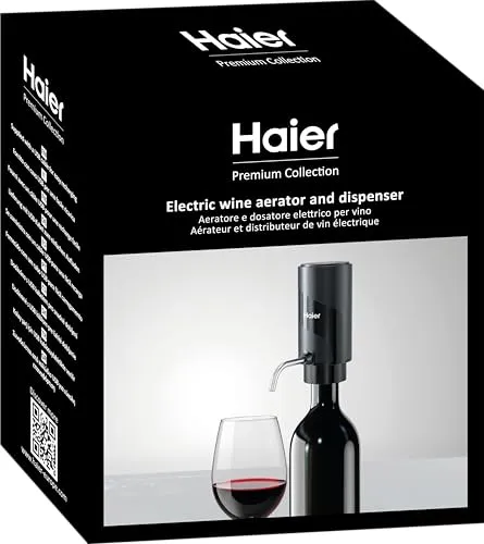 Haier Elektrischer Weinbelüfter & Dosierer 2 in 1 - Bier- & Weinaufbewahrung & Dosierspender, beschleunigt die Belüftung um bis zu 20 Minuten für verbesserten Geschmack und Aroma, ideal für Weinliebhaber und perfekte Geschenkidee.