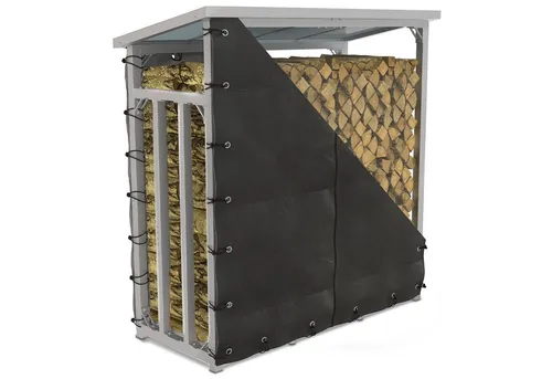 LAWA Living Kaminholzregal mit Dach - Verzinktes Metall 188x70x188 cm - Aschesauger: Hochwertiges Kaminholzregal aus verzinktem Metall, korrosionsgeschützt mit 3t Tragkraft und geräuscharmem Dach für eine optimale Holzlagerung.