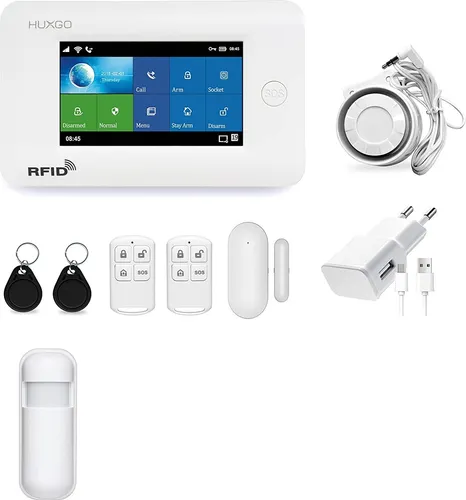 HUXGO HXA006 WLAN + GSM Funk Alarmanlage mit Bewegungssensor Alarm für Büro Haus Wohnung Garage Steuerung über das Handy TUYA Smart Anwendung SMS-Benachrichtigungen Sprache DEUTSCH