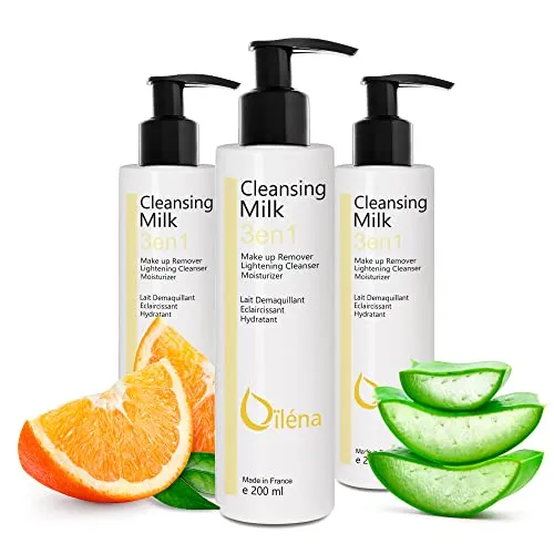 3in1 Reinigungsmilch & Make-Up Entferner | Für empfindliche Haut | Mit Vitamin E, Aloe Vera, Papaya-Extrakt und Mandelöl | Vegan, parabenfrei | Aufhellende Wirkung, 3 x 200 ml