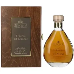 Sibona RISERVA SPECIALE Grappa di Barolo 15 ANNI, 44% Vol. in Holzkiste - Tresterbrand aus Italien - Piemont, 15 Jahre gereift, in edler Holzkiste für Liebhaber feiner Spirituosen.