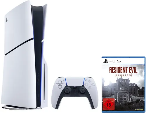 PlayStation 5 PS5 Disk Slim Edition 1TB + Resident Evil Requiem - Die PS5 Disk Slim Edition bietet mit 1TB Speicherplatz und dem Spiel Resident Evil Requiem ein ultimatives Gaming-Erlebnis. Ideal für Spieleliebhaber, die atemberaubende Grafik und schnelle Ladezeiten genießen möchten.