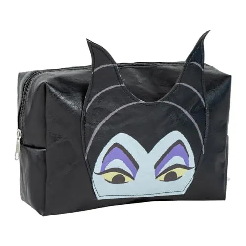 CERDÁ LIFE'S LITTLE MOMENTS - Disney Villainess Reise-Toilettenbeutel - Schwarz - Großes Fassungsvermögen - Reißverschluss - Maleficent-Druck - Originalprodukt