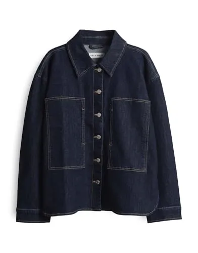 OPUS PANTS Damen Jacke | JOKINA Wide Denim Overshirt in Rinse wash Dark Rinsed Blue, 38