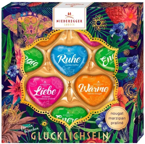 Niederegger Herzen Glücklichsein Marzipan Erdbeer Prosecco Trüffel Pralinen 125g