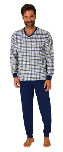 Normann Herren Langarm Schlafanzug mit Bündchen Pyjama Oberteil kariert-auch in Übergröße, Farbe:grau-Mel., Größe:48