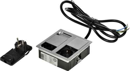 VHIT 939630013 - VersaHIT Dual - 2 Schutzkontaktsteckdosen - Steckdosen & Zubehör mit edelstahl gebürstetem Design, ideal für Küchen und Büros, bietet einfache Bedienung durch unabhängige Tasten.